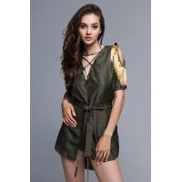 Pure silk beach tunic Military Glam