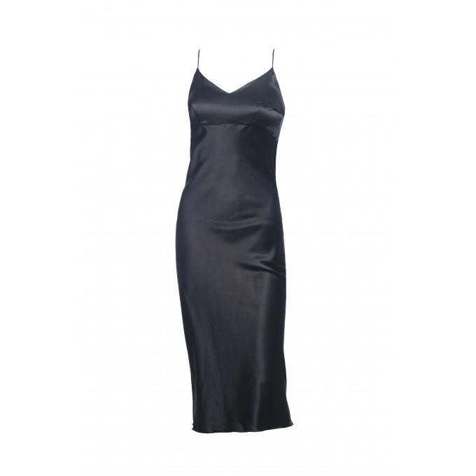 Thalia black silk slip dress