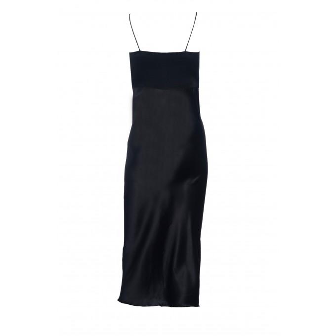 Thalia black silk slip dress