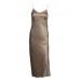 Thalia beige silk slip dress