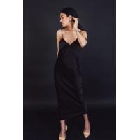 Чорна комбінація з натурального шовку Thalia 