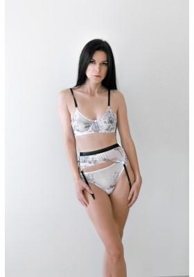 Freelove printed mesh garter belt