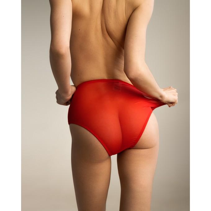 Red high waist mesh panties 