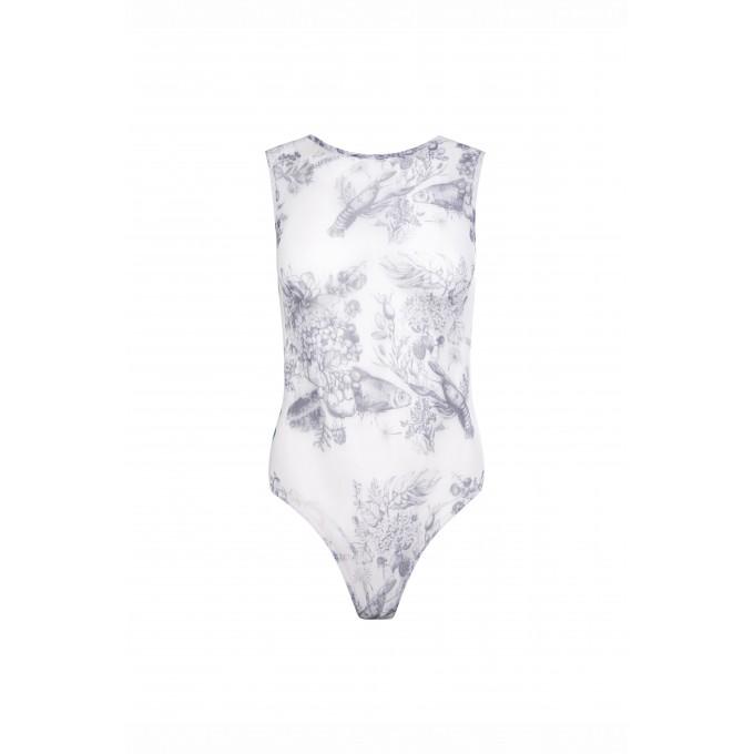 Mesh bodysuit with print