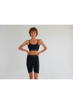 Black cycling shorts with logo band