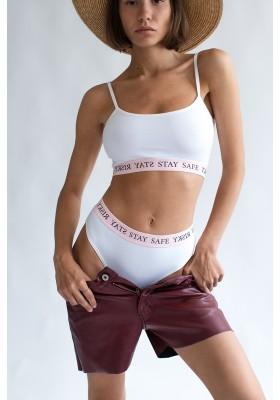 Білий топ з бавовни Stay Safe Stay Risky