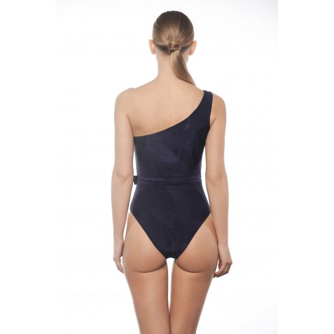 Laila one piece one shoulder swimsuit with parrot texture