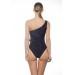 Laila one piece one shoulder swimsuit with parrot texture