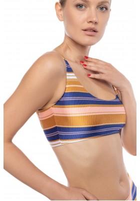 Nala textured bikini with stripes
