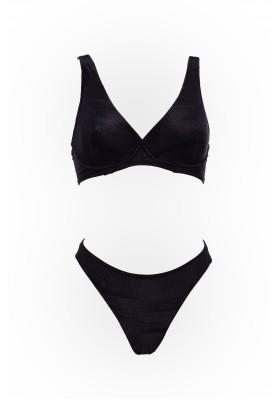 Kylie textured black underwire bikini