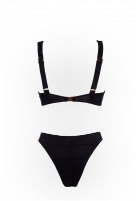 Kylie textured black underwire bikini