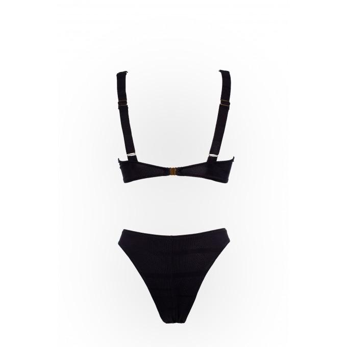 Kylie textured black underwire bikini