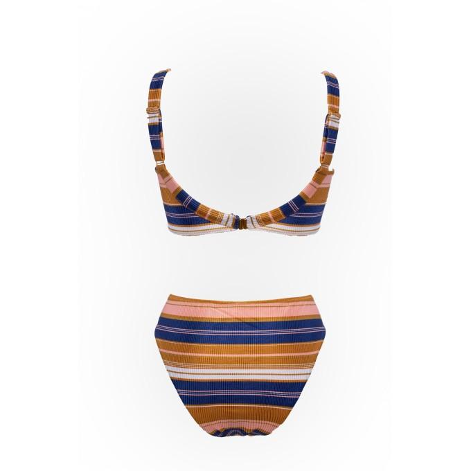 Nala textured bikini with stripes