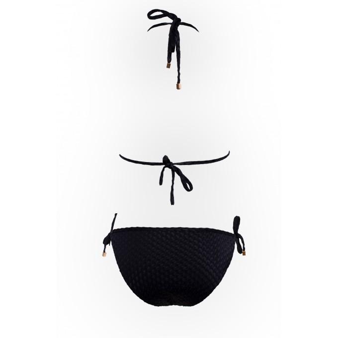 Sierra black textured triangle bikini