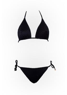 Sierra black textured triangle bikini
