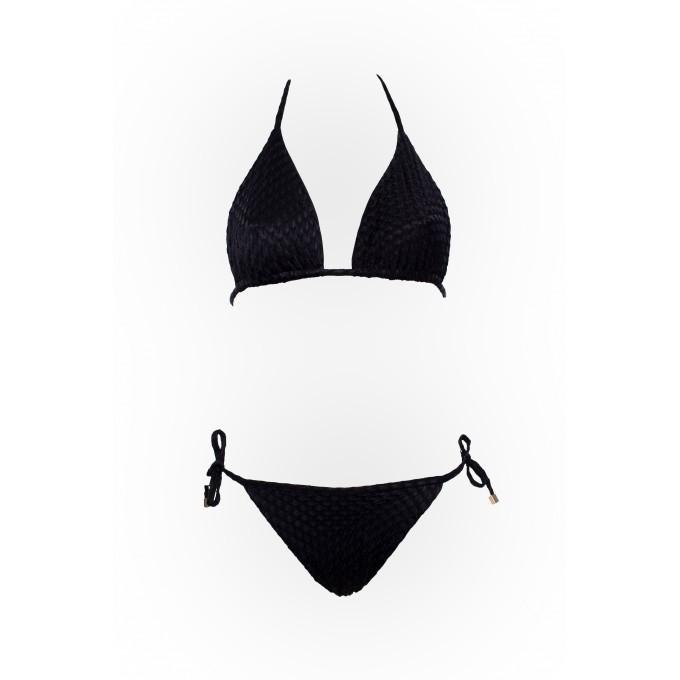 Sierra black textured triangle bikini