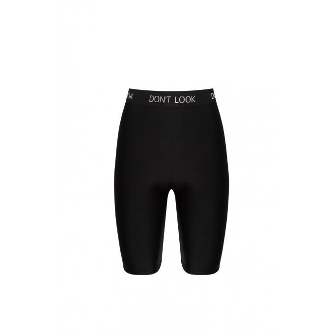 Black cycling shorts with logo band